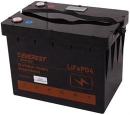 Everest Energy LFP-24V60Аh (Bluetooth) - литиевый тяговый аккумулятор 256060